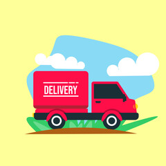 delivery truck illustration for poster