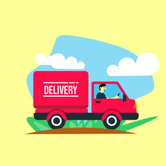 delivery truck illustration for poster