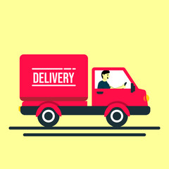 delivery truck illustration for poster