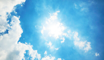 Fototapeta na wymiar Summer blue sky cloud gradient light white background.