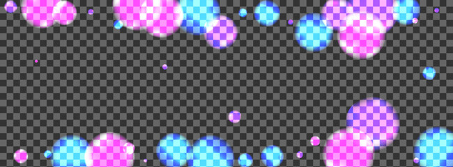 Purple Ball Background Transparent Vector. Flare Luminous Card. New Design. Blur Dot Luxury Texture. Blue Magic.