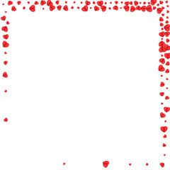 Fond Confetti Background White Vector. Volume Frame Heart. Red Color Pattern. Tender Confetti Abstract Texture. Pink Design Illustration.