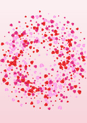 Fototapeta na wymiar Fond Heart Background Pink Vector. Wedding Illustration Confetti. Lilac Romantic Backdrop. Tender Confetti Art Frame. Purple Congratulation Pattern.