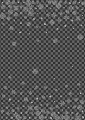 Metal Flake Background Transparent Vector. Snow Flake Texture. Silver Snowflake Snowy. Luminous Falling Card.