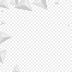 Grizzly Pyramid Background Transparent Vector. Shard Clean Texture. Greyscale Idea Card. Fractal Classic. Silver Triangular Illustration.
