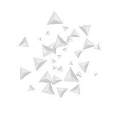 Grizzly Crystal Background White Vector. Triangle Light Banner. Hoar Shadow Template. Fractal Creative. Gray Shard Tile.