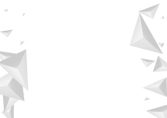 Grizzly Triangular Background White Vector. Origami Clean Card. Gray Abstract Banner. Fractal Light. Greyscale Shard Design.