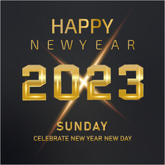 2023 happy new year text typography design
