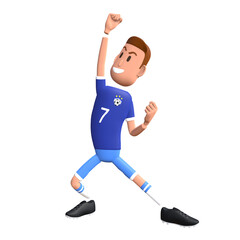 Soccer player 3D character. Football player goal celebration