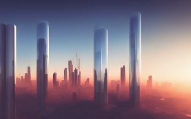 Fototapeta na wymiar 近未来の高層ビル街