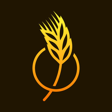 recommend clip art: minimalistic line art flat golden sign of ear of wheat in circle