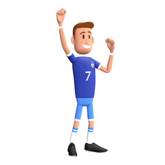 Soccer player 3D character. Football player winning celebration