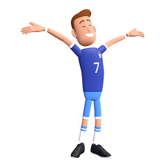 Soccer player 3D character. Football player winning celebration