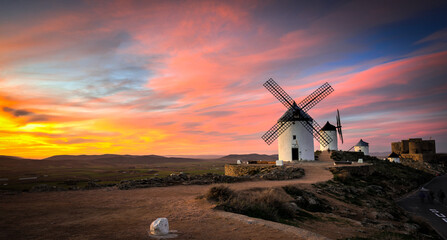 Windmills, Consuegra, Spain - obrazy, fototapety, plakaty