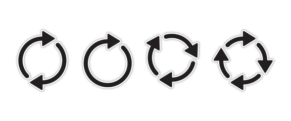 Arrows. Set of circle arrow vector icons. Refresh and reload the arrow icon collection. Recycle icon is simple. Circular vector arrows. Arrows right flat sign. Recycle Arrow icon.