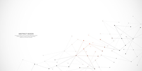 Abstract background and geometric pattern with connecting the dots and lines. Networking concept, internet connection and global communication