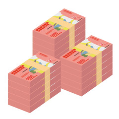 Malagasy Ariary Vector Illustration. Madagascar money set bundle banknotes. Paper money 5000 MGA. Flat style. Isolated on white background. Simple minimal design.