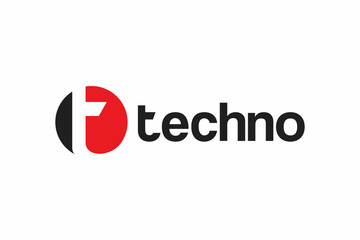 Letter T for techno logo design icon - obrazy, fototapety, plakaty