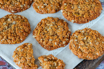 Anzac biscuits - traditional sweet Australian oatmeal and coconut cookies