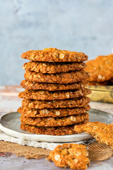 Anzac biscuits - traditional sweet Australian oatmeal and coconut cookies