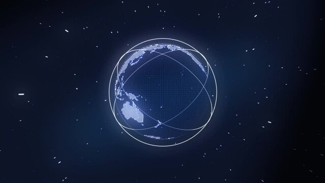 Blue Spinning Planet Earth and moving Star