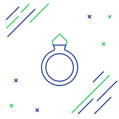 Line Diamond engagement ring icon isolated on white background. Colorful outline concept. Vector