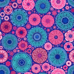 mandala graphic elements floral seamless abstract pattern background fabric fashion design print wrapping paper digital illustration texture wallpaper 