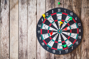 Business concept. darts arrows in the target center