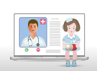 Doctor, the concept of an online doctor's consultation. Healthcare, medicine, diagnostics.
 vector illustration.