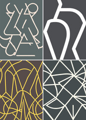 Set of geometric cards, abstract background illustration, modern, art deco