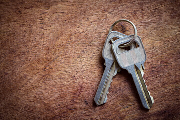 two Key on a Wooden Background