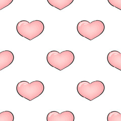 Fototapeta na wymiar Pink Heart Shaped Valentine Day seamless pattern background for fashion textiles, graphics