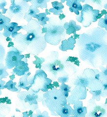 watercolor seamless botanical pattern. beautiful elegant autumn leaves and flowers 