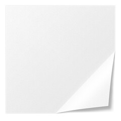 Biała pusta składana kwadratowa karty. Pusty arkusz papieru. Jedno zagięcie na kartce. - obrazy, fototapety, plakaty