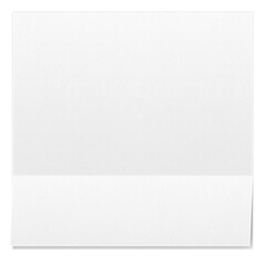 Biała pusta składana kwadratowa karty. Pusty arkusz papieru. Jedno zagięcie na kartce.