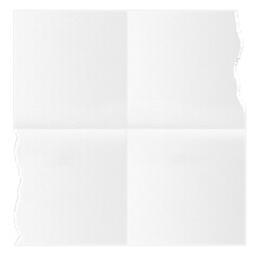 Biała pusta składana kwadratowa karty. Podarty arkusz papieru. Zagięcia na kartce. - obrazy, fototapety, plakaty