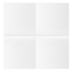 Biała pusta składana kwadratowa karty. Czysty arkusz papieru. Zagięcia na kartce. - obrazy, fototapety, plakaty