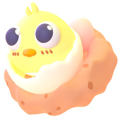 Egg Chick in 3d render for graphic asset web presentation or other