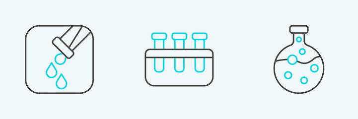 Set line Test tube and flask, and icon. Vector