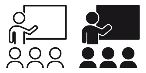 ofvs199 OutlineFilledVectorSign ofvs - training and workshop vector icon . presentation, meeting, seminar, planning . isolated transparent . black outline and filled version . AI 10 / EPS 10 . g11539