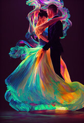 Ethereal dancers of light, smoke and water - obrazy, fototapety, plakaty