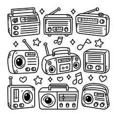 Radio Line Doodle Illustration