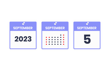 September 5 calendar design icon. 2023 calendar schedule, appointment, important date concept