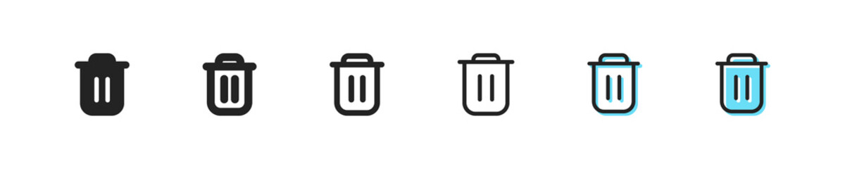 Trash can icon. Vector garbage symbol. Simple bin outline signs. dustbin button, web sign. Delete icon. Clean, bucket, clear, trashcan, throw container garbage, flat icons.