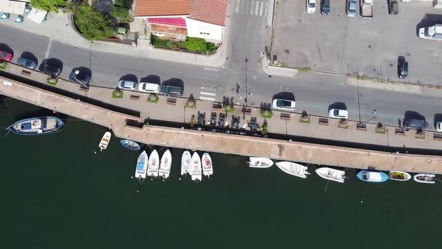 Aerial view of Temo river in Bosa. Sardinia, Italy