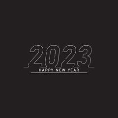 2023. 2023 background. Happy new year 2023 text design. 2023 vector design illustration on black background. 2023 design similar for greetings, invitations, templates, banners, or backgrounds.