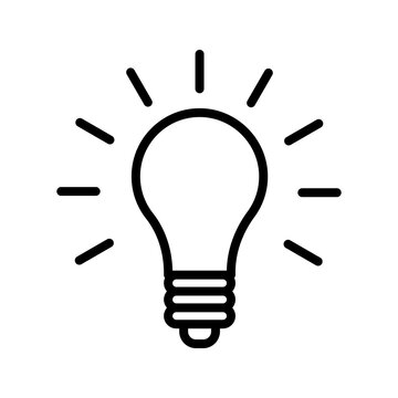 Bulb light vector icon. Lighting Electric lamp. Electricity, shine. Light Bulb icon vector color editable