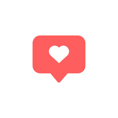 Follow like comment social media icon. Notification red button. Vector flat modern bubble