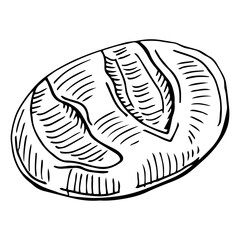 Bread vector drawing. Bakery product sketch. Vintage food illustration for shop, bread house label, menu or packaging design.
