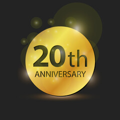 Gold circle plate Elegant logo 20th year anniversary celebration